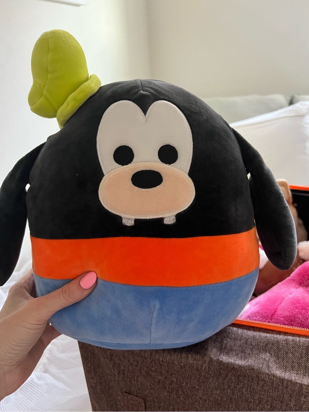 Squishmallows goofy Plush Ball - Black, Orange, Blue, Pink Accent